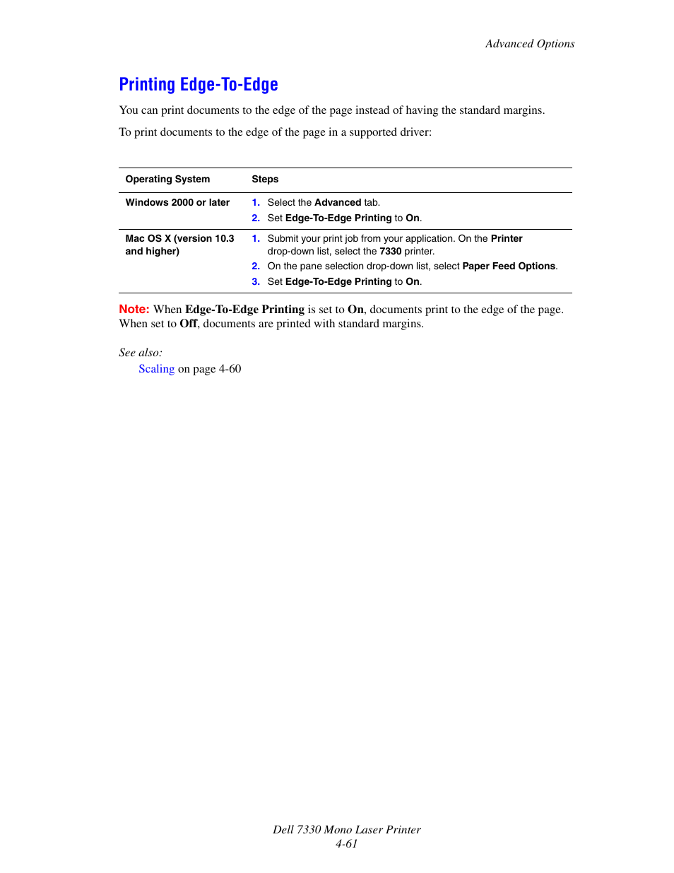 Printing edge-to-edge, Printing edge-to-edge -61 | Dell 7330dn Mono Laser Printer User Manual | Page 120 / 229