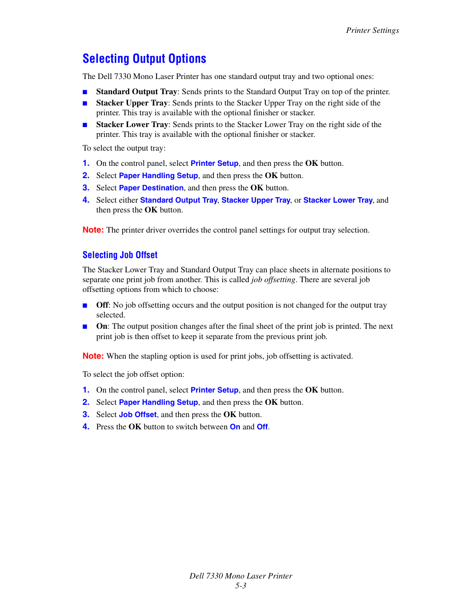 Selecting output options, Selecting output options -3 | Dell 7330dn Mono Laser Printer User Manual | Page 131 / 229