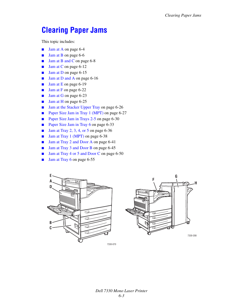 Clearing paper jams, Clearing paper jams -3 | Dell 7330dn Mono Laser Printer User Manual | Page 145 / 229