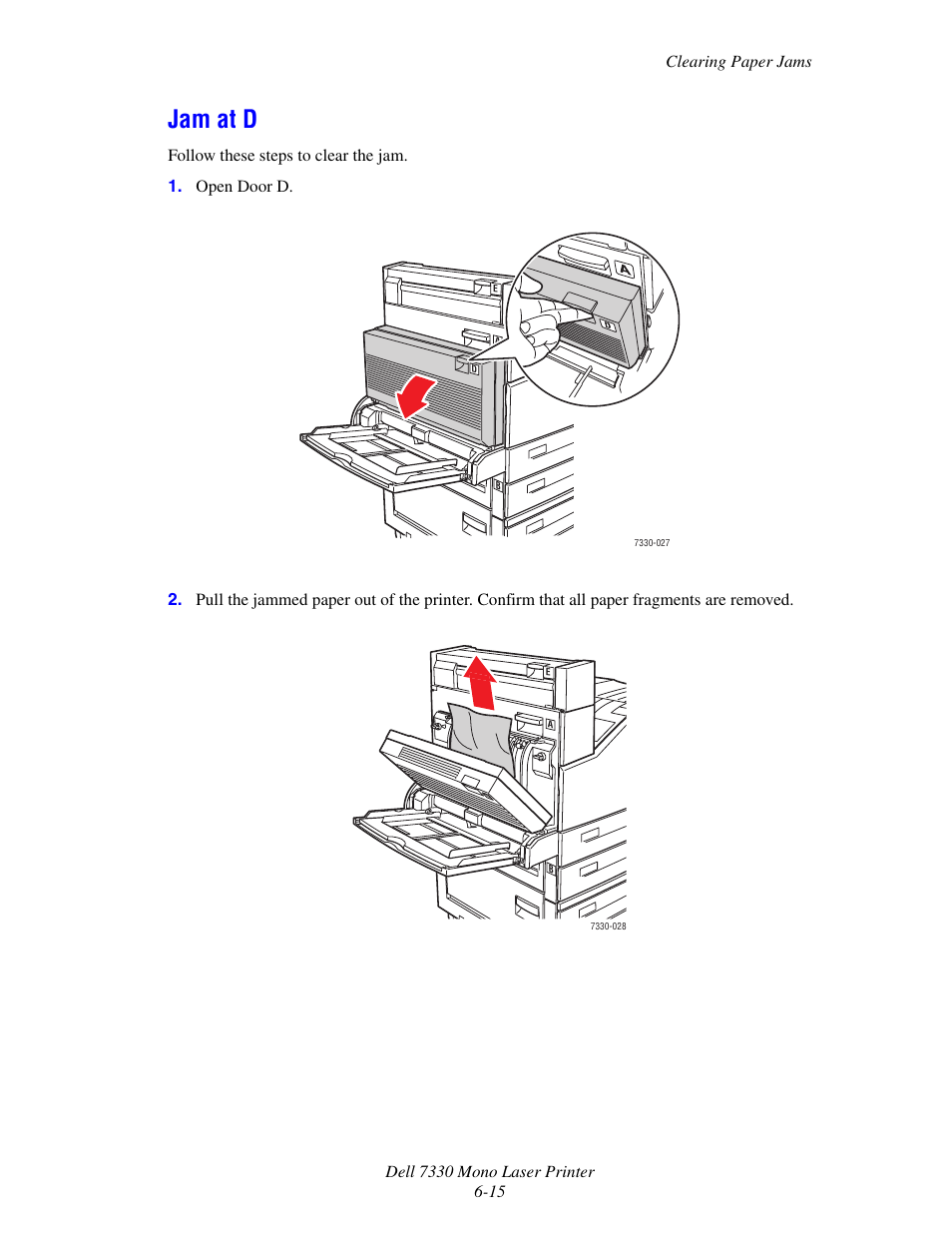 Jam at d, Jam at d -15 | Dell 7330dn Mono Laser Printer User Manual | Page 157 / 229