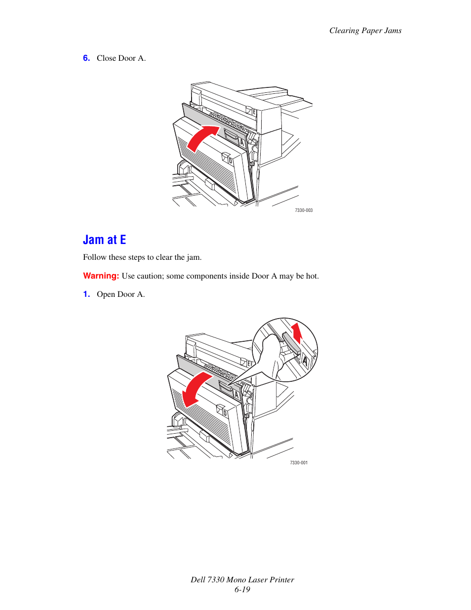 Jam at e, Jam at e -19 | Dell 7330dn Mono Laser Printer User Manual | Page 161 / 229