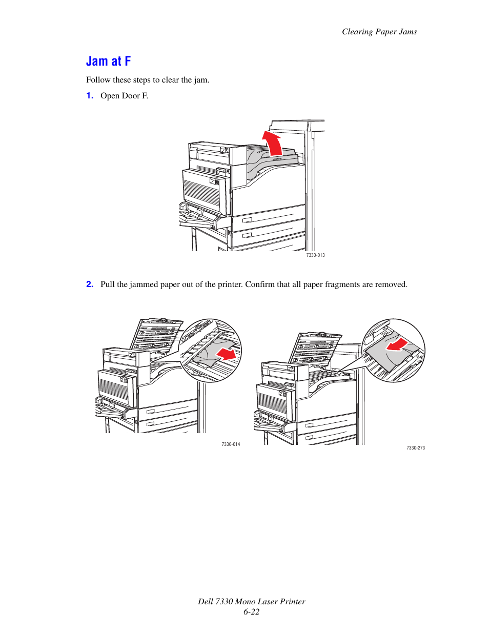 Jam at f, Jam at f -22 | Dell 7330dn Mono Laser Printer User Manual | Page 164 / 229
