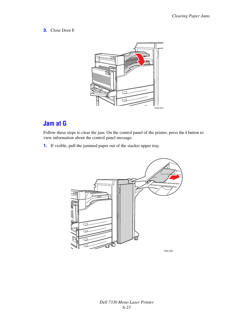 Jam at g, Jam at g -23 | Dell 7330dn Mono Laser Printer User Manual | Page 165 / 229