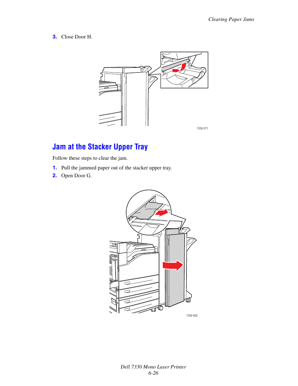 Jam at the stacker upper tray, Jam at the stacker upper tray -26 | Dell 7330dn Mono Laser Printer User Manual | Page 168 / 229