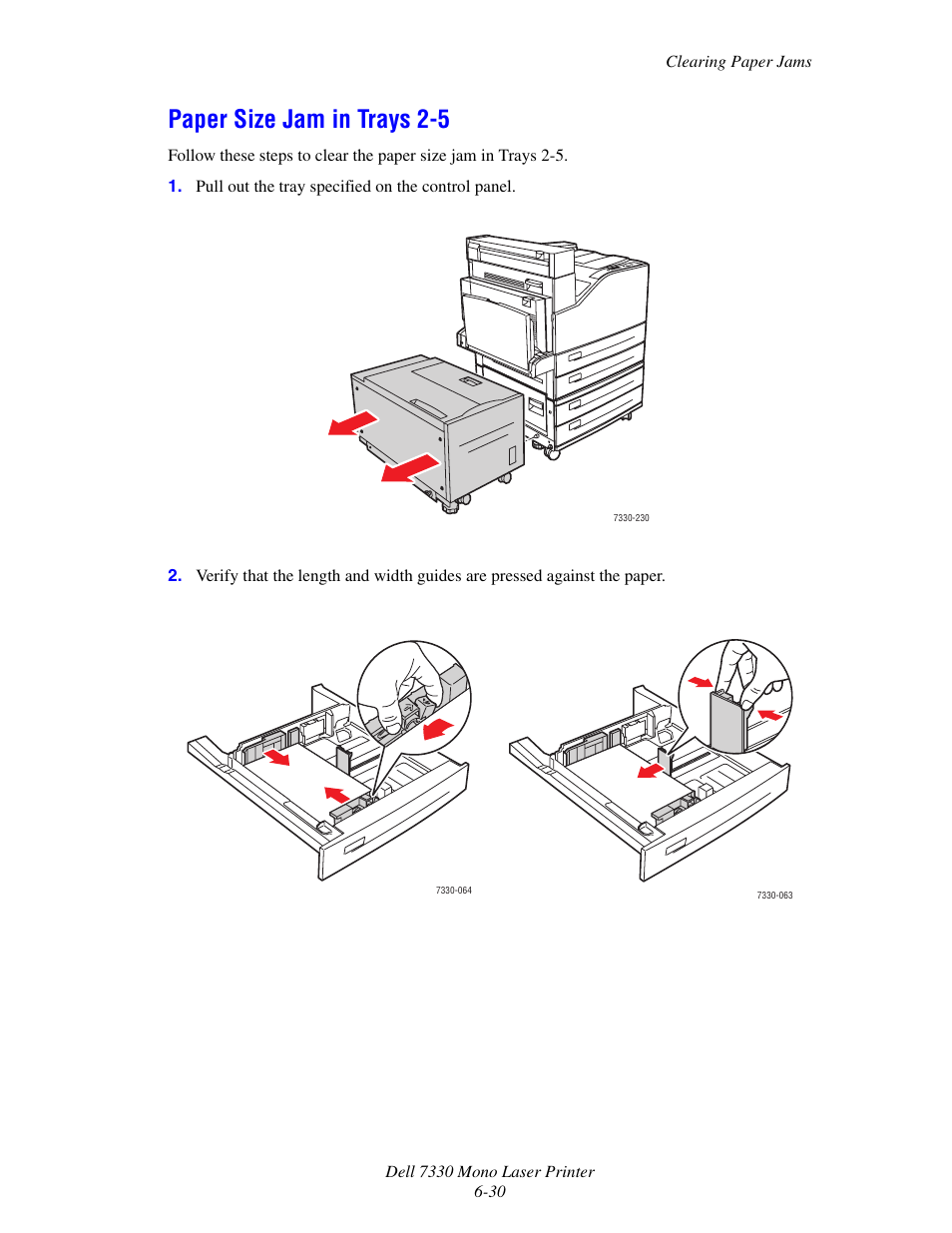 Paper size jam in trays 2-5, Paper size jam in trays 2-5 -30 | Dell 7330dn Mono Laser Printer User Manual | Page 172 / 229