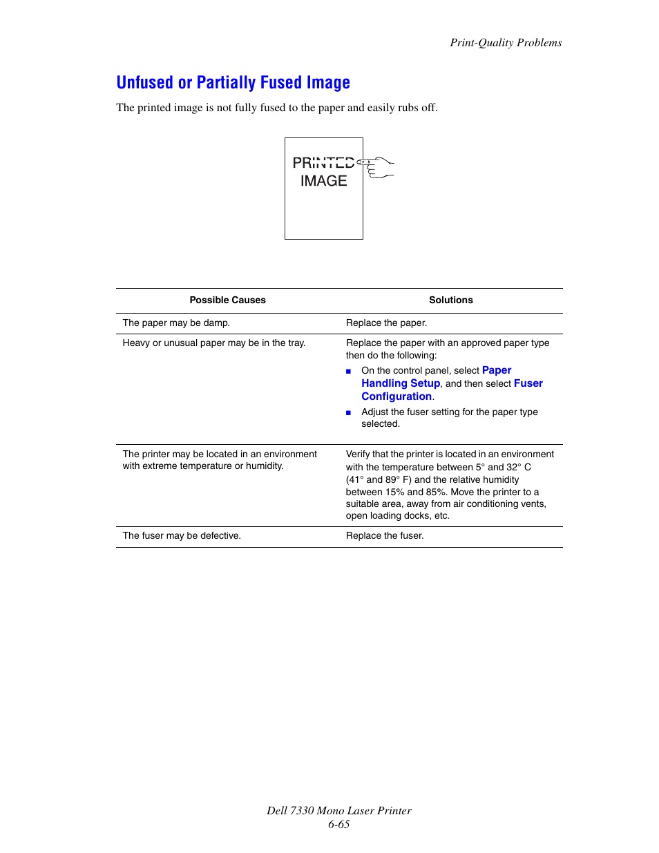 Unfused or partially fused image, Unfused or partially fused image -65 | Dell 7330dn Mono Laser Printer User Manual | Page 207 / 229