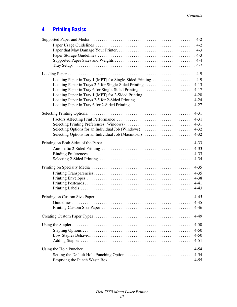4printing basics | Dell 7330dn Mono Laser Printer User Manual | Page 5 / 229