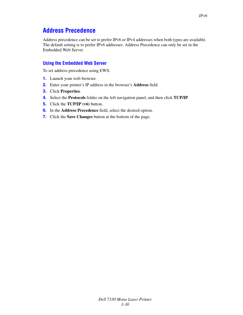 Address precedence, Address precedence -30 | Dell 7330dn Mono Laser Printer User Manual | Page 59 / 229