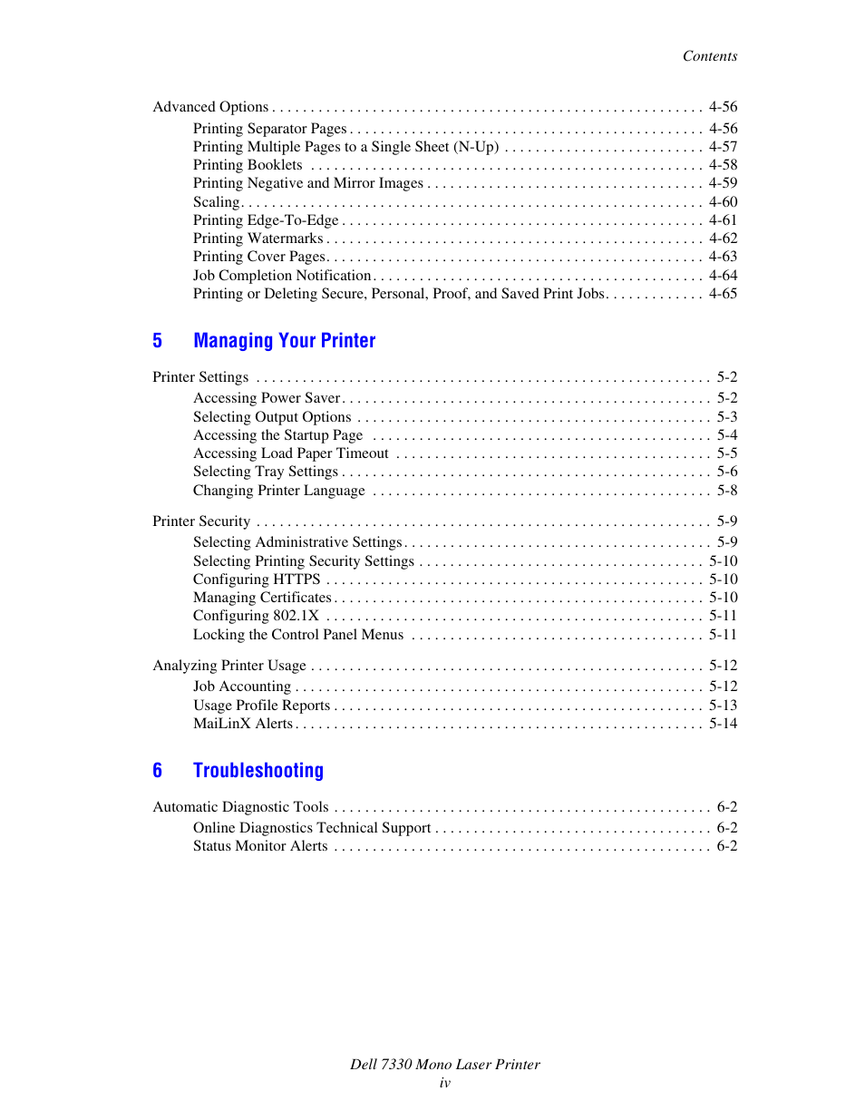 Dell 7330dn Mono Laser Printer User Manual | Page 6 / 229