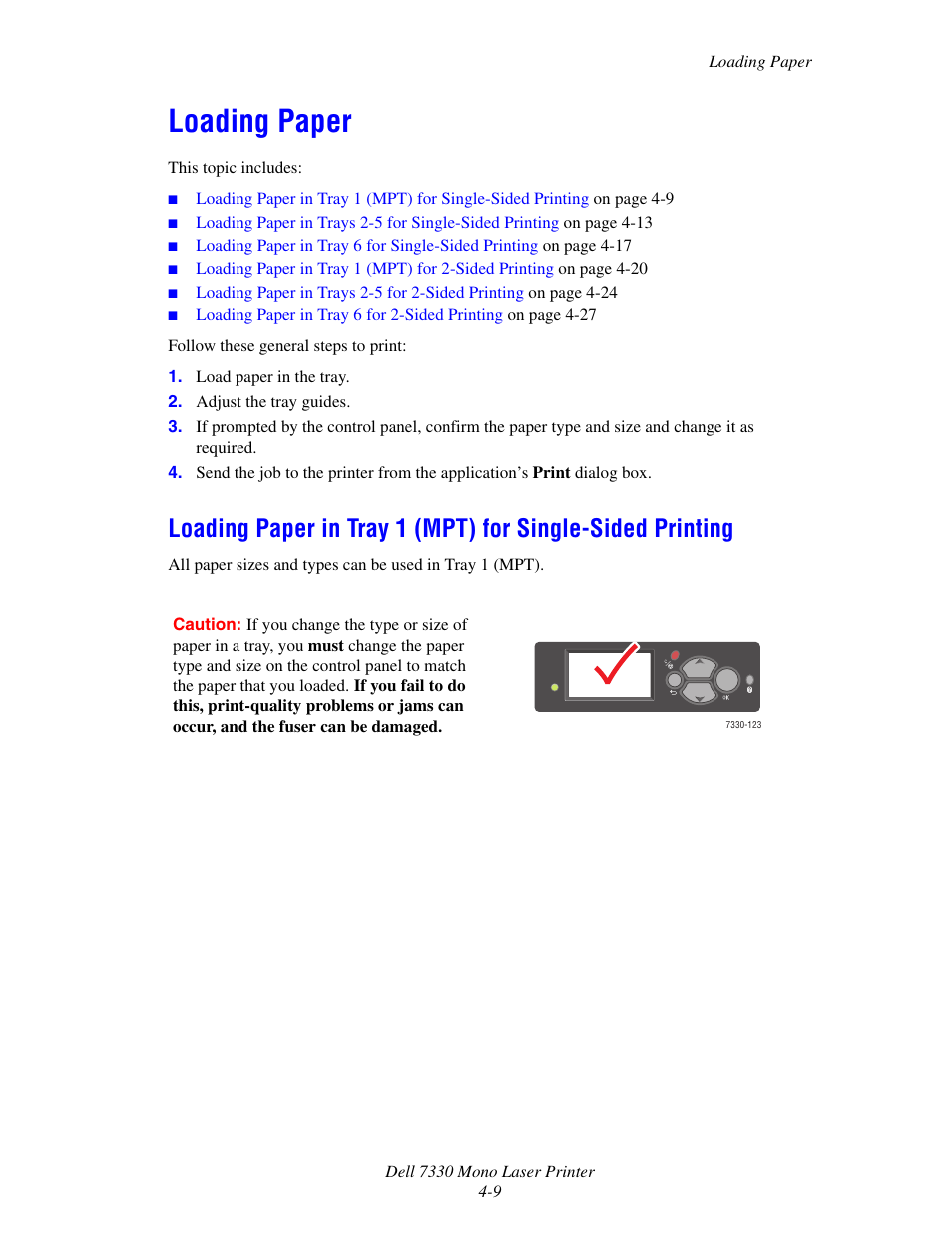 Loading paper, Loading paper -9 | Dell 7330dn Mono Laser Printer User Manual | Page 68 / 229