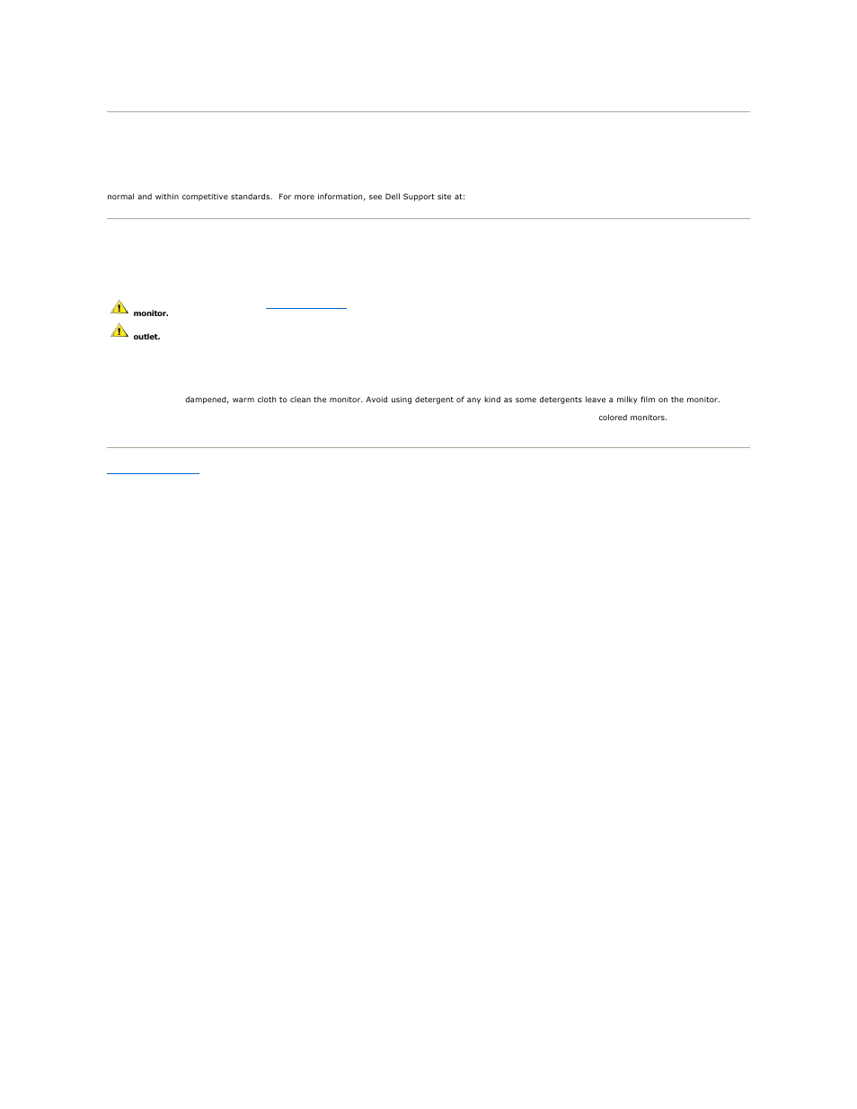 Lcd monitor quality & pixel policy, Maintenance guidelines, Caring for your monitor | Dell ST2410B Monitor User Manual | Page 10 / 33