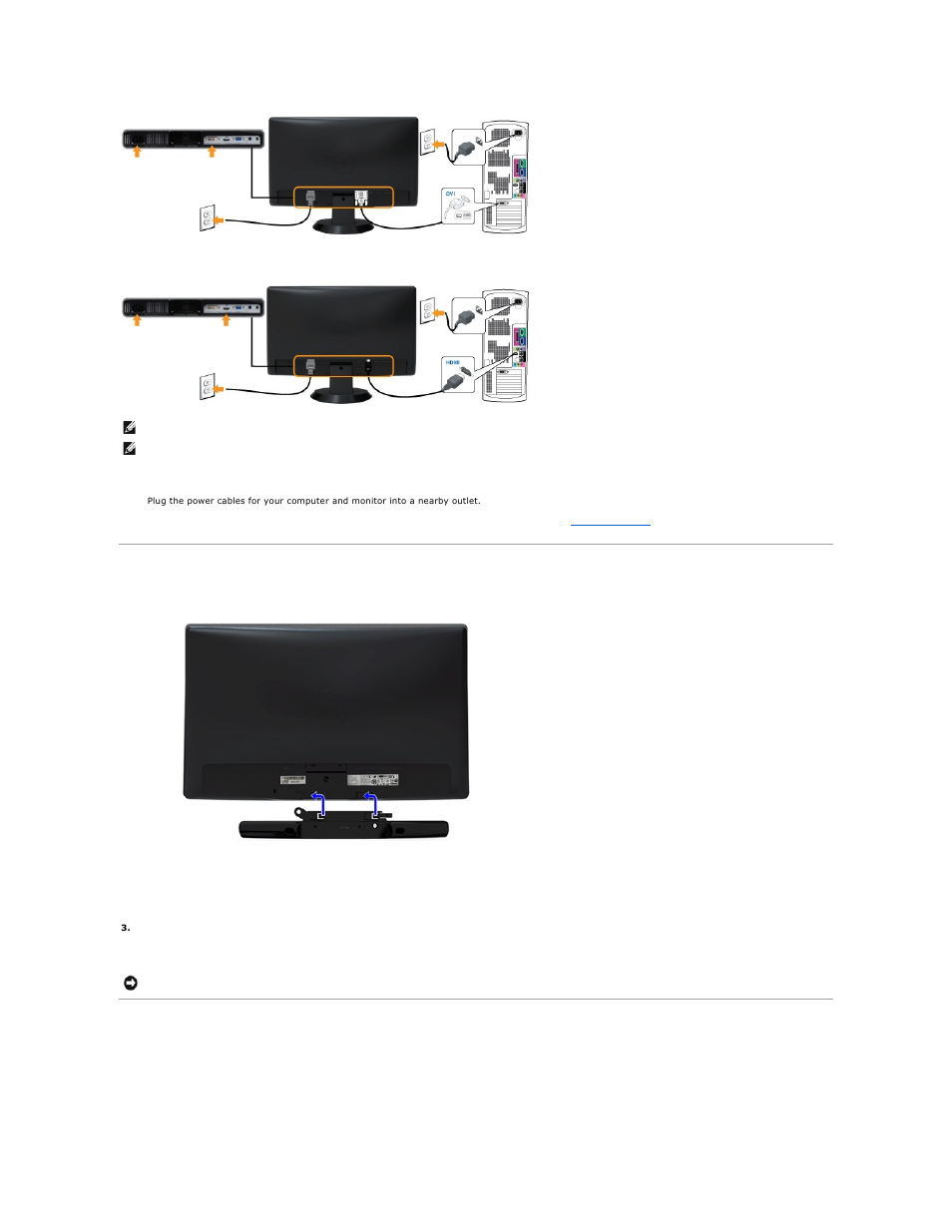 Attaching the soundbar (optional), Removing the base, Connecting the hdmi cable | Dell ST2410B Monitor User Manual | Page 28 / 33