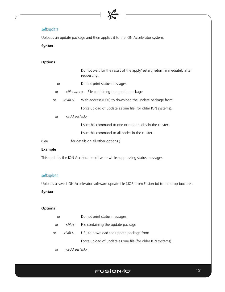 Soft:update, Soft:upload | Dell Acceleration Appliances for Databases User Manual | Page 101 / 156