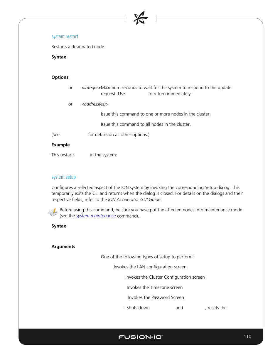 System:restart, System:setup | Dell Acceleration Appliances for Databases User Manual | Page 110 / 156