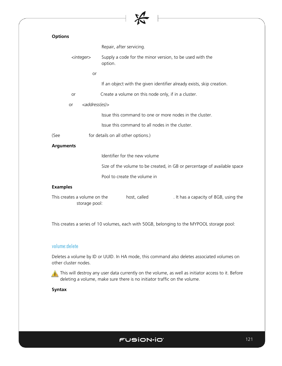 Volume:delete | Dell Acceleration Appliances for Databases User Manual | Page 121 / 156