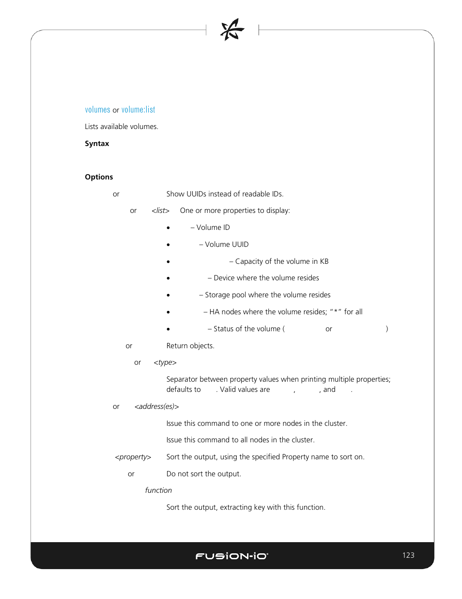 Volumes or volume:list | Dell Acceleration Appliances for Databases User Manual | Page 123 / 156