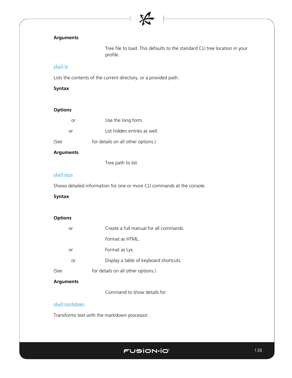 Shell:ls, Shell:man, Shell:markdown | Dell Acceleration Appliances for Databases User Manual | Page 138 / 156