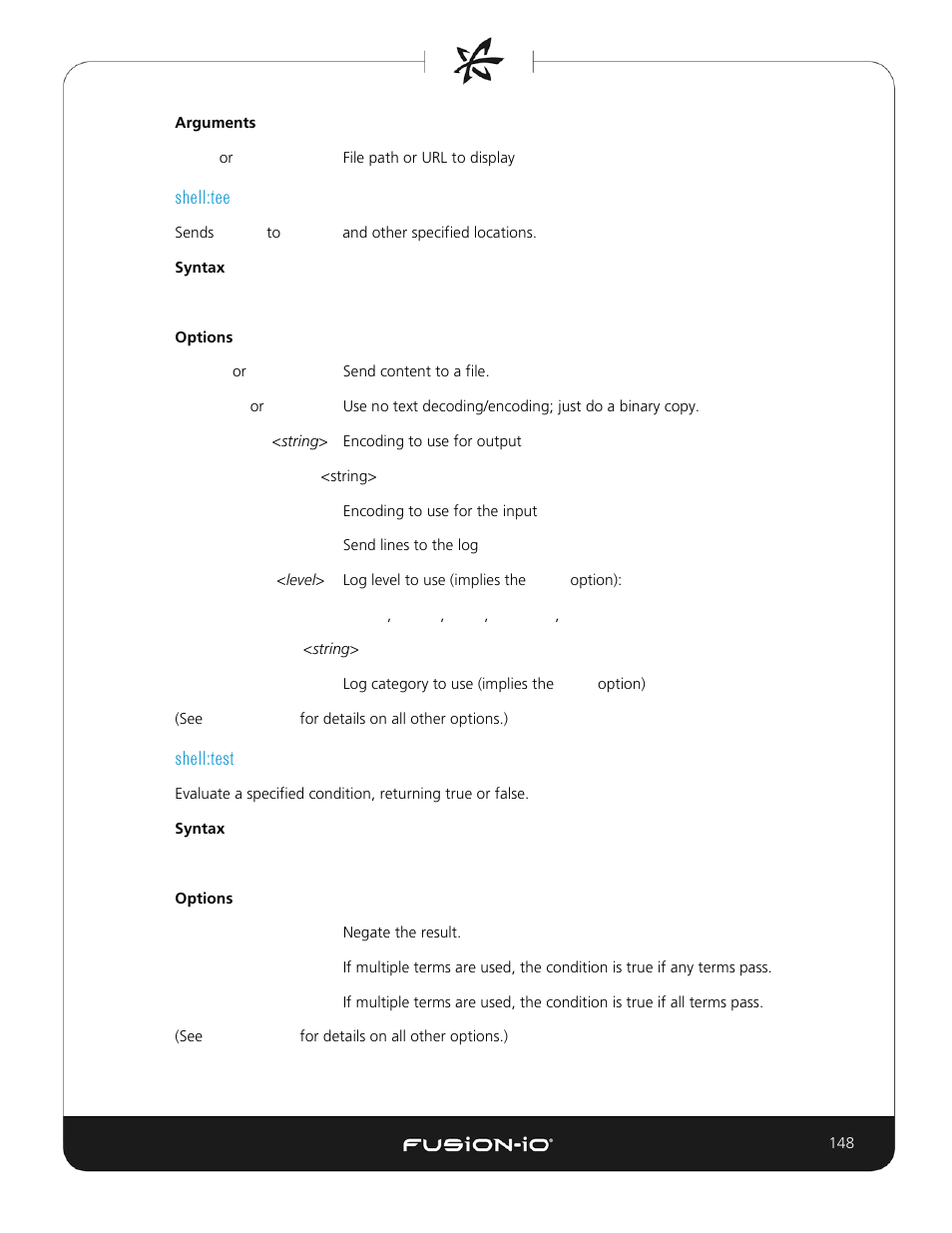 Shell:tee, Shell:test | Dell Acceleration Appliances for Databases User Manual | Page 148 / 156