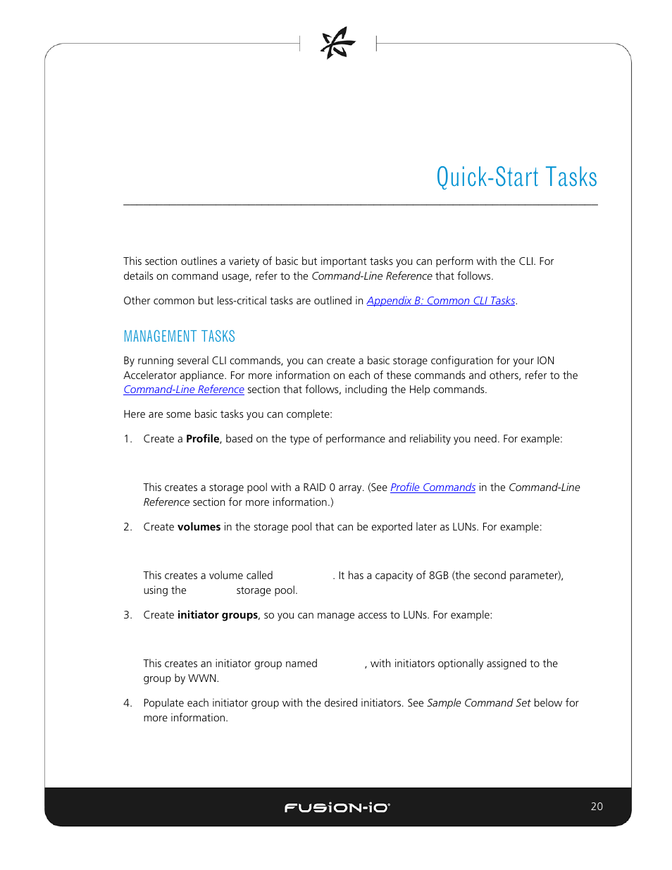 Quick-start tasks, Management tasks | Dell Acceleration Appliances for Databases User Manual | Page 20 / 156