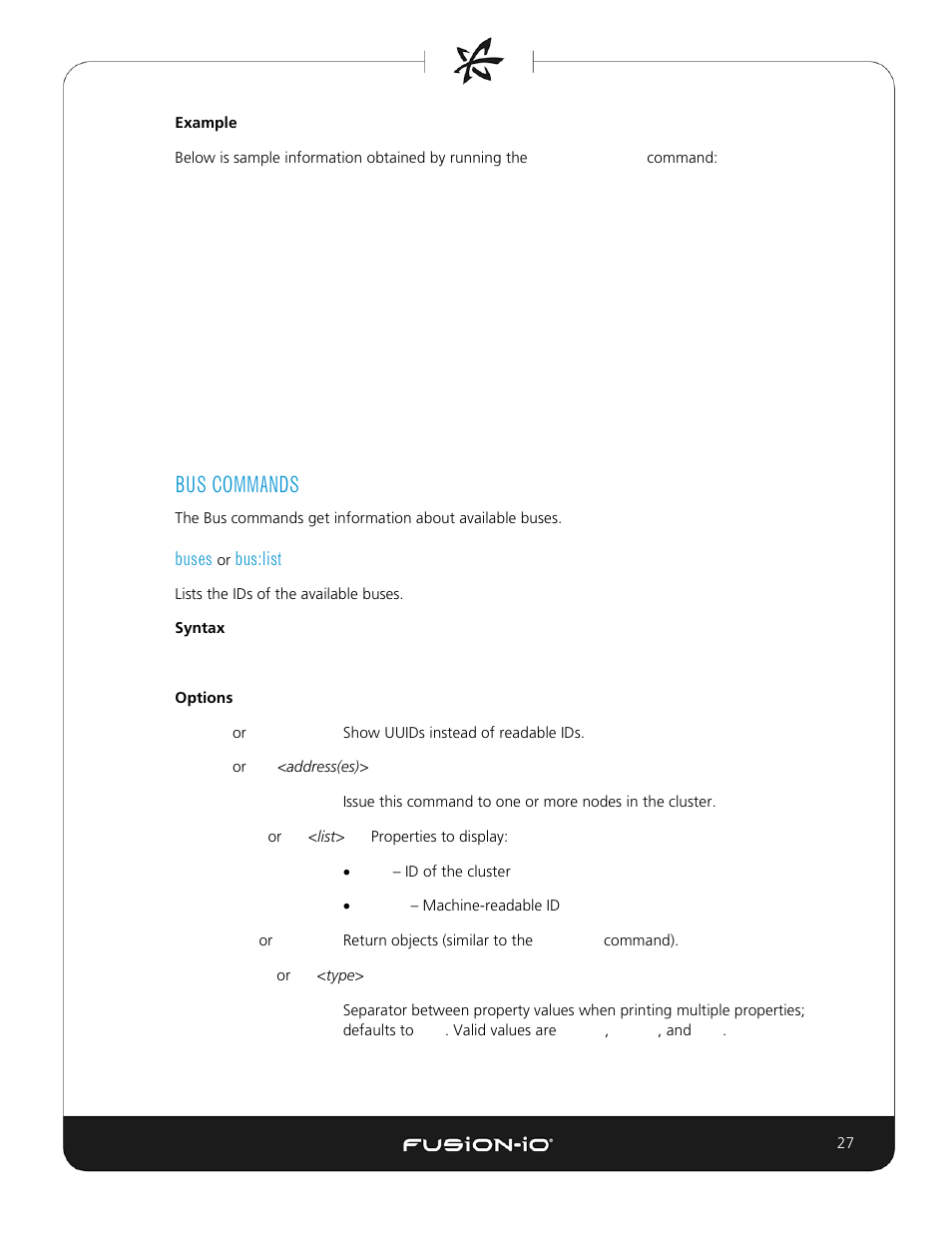 Bus commands, Buses or bus:list | Dell Acceleration Appliances for Databases User Manual | Page 27 / 156
