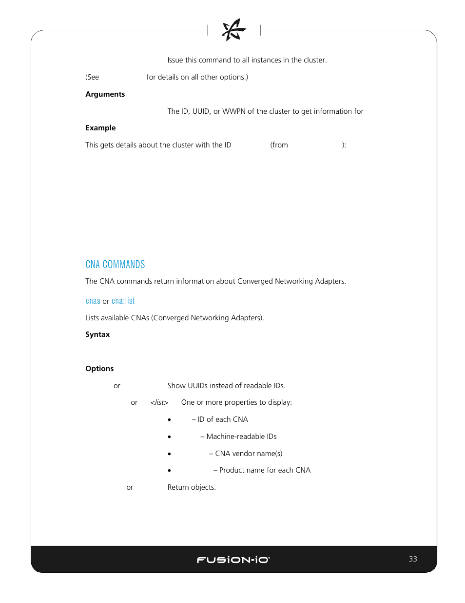 Cna commands, Cnas or cna:list | Dell Acceleration Appliances for Databases User Manual | Page 33 / 156
