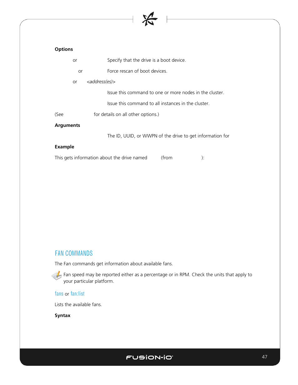 Fan commands, Fans or fan:list | Dell Acceleration Appliances for Databases User Manual | Page 47 / 156