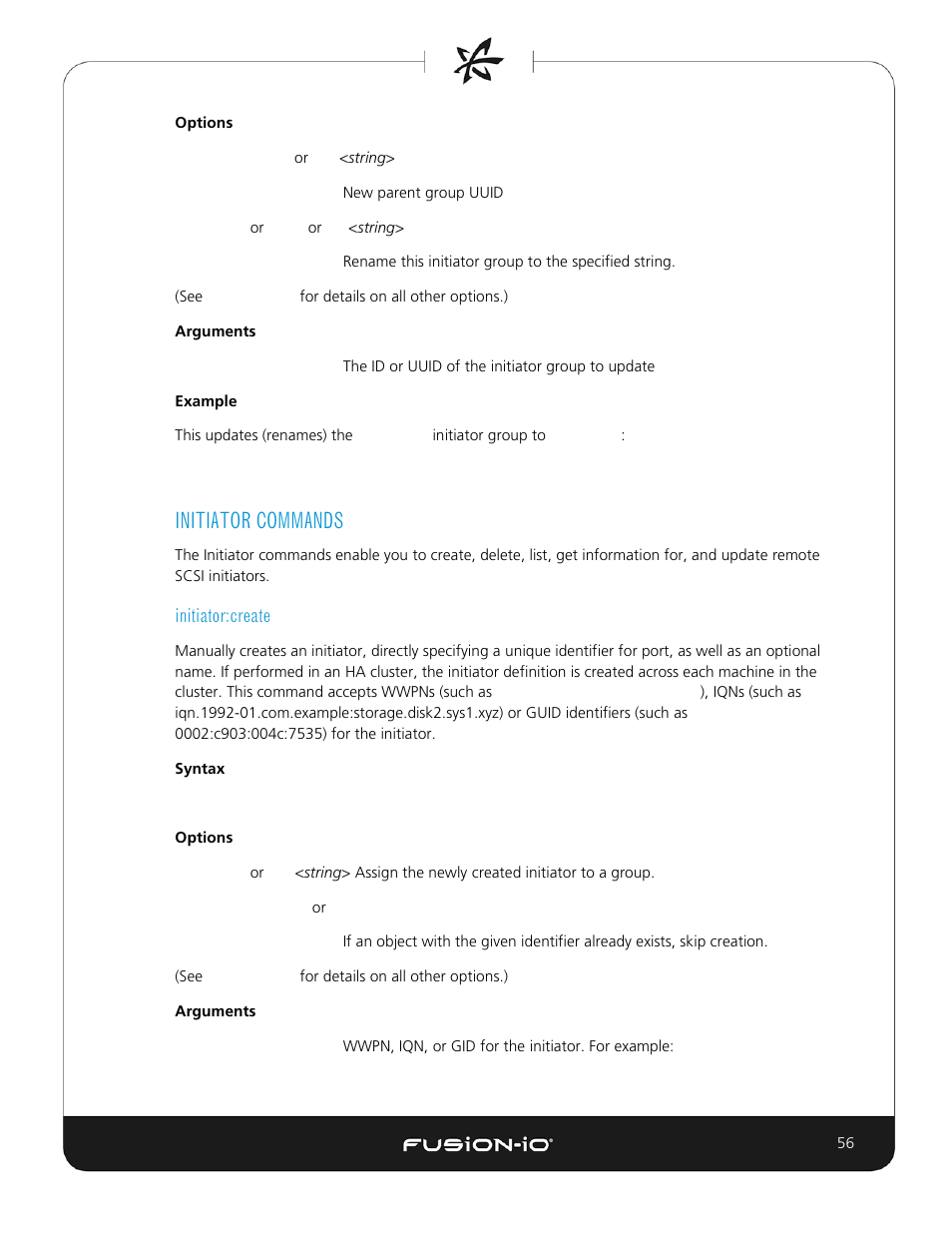 Initiator commands, Initiator:create | Dell Acceleration Appliances for Databases User Manual | Page 56 / 156