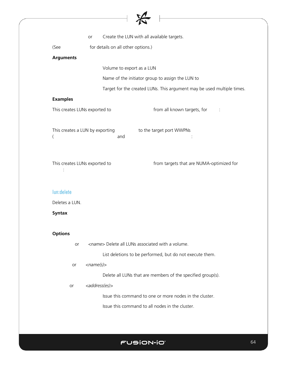 Lun:delete | Dell Acceleration Appliances for Databases User Manual | Page 64 / 156