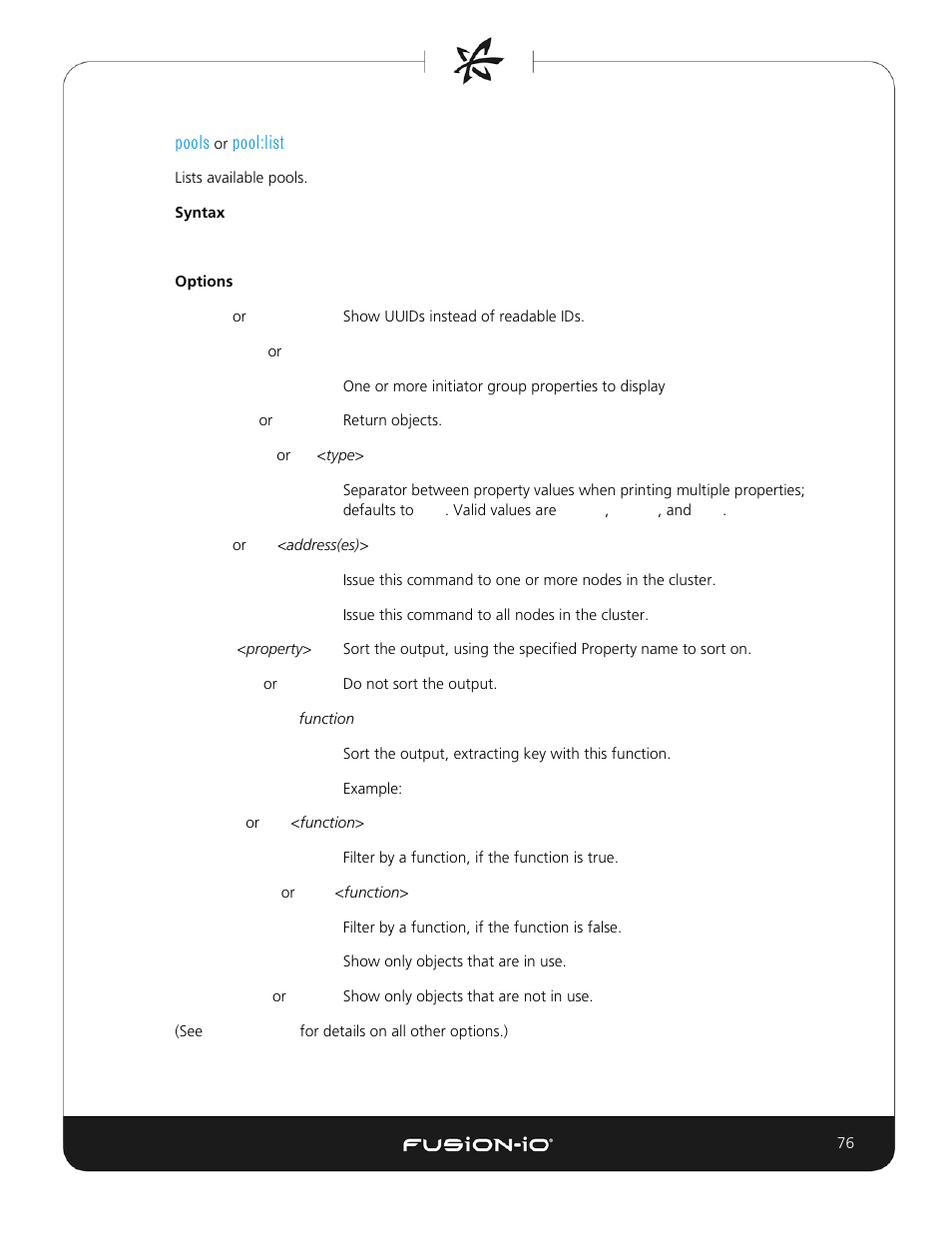 Pools or pool:list | Dell Acceleration Appliances for Databases User Manual | Page 76 / 156