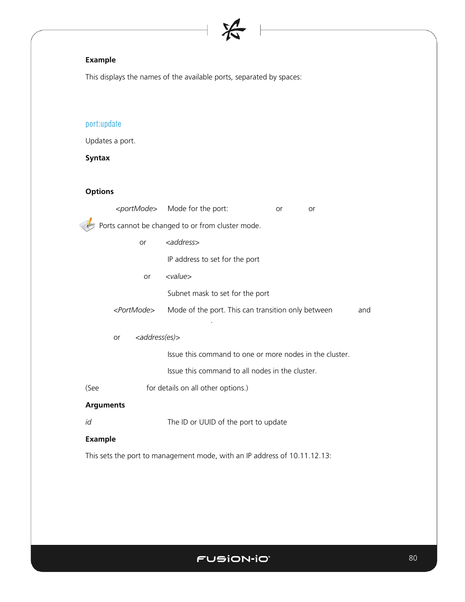 Port:update, Profile commands | Dell Acceleration Appliances for Databases User Manual | Page 80 / 156