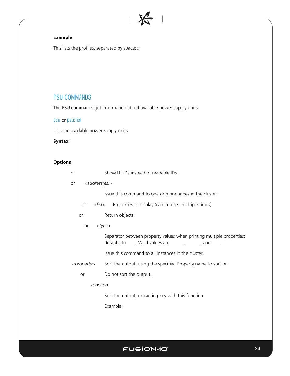 Psu commands, Psu or psu:list | Dell Acceleration Appliances for Databases User Manual | Page 84 / 156