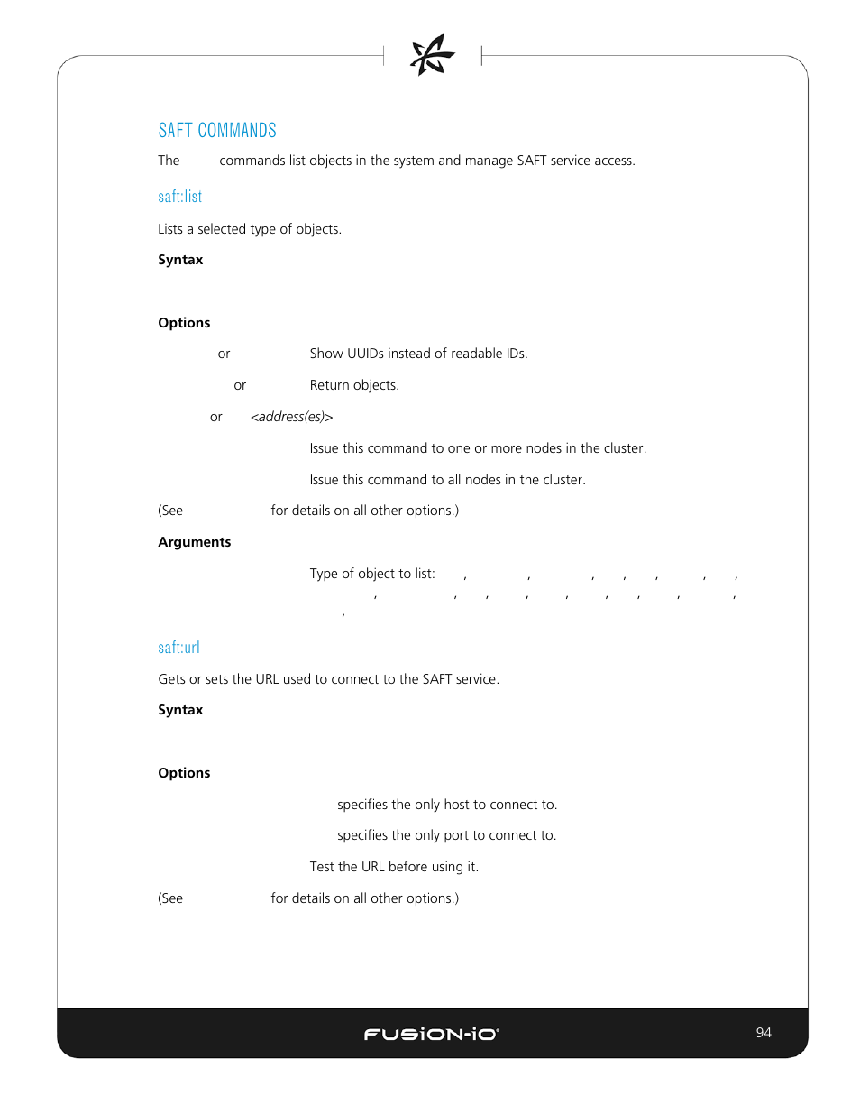 Saft commands, Saft:list, Saft:url | Dell Acceleration Appliances for Databases User Manual | Page 94 / 156