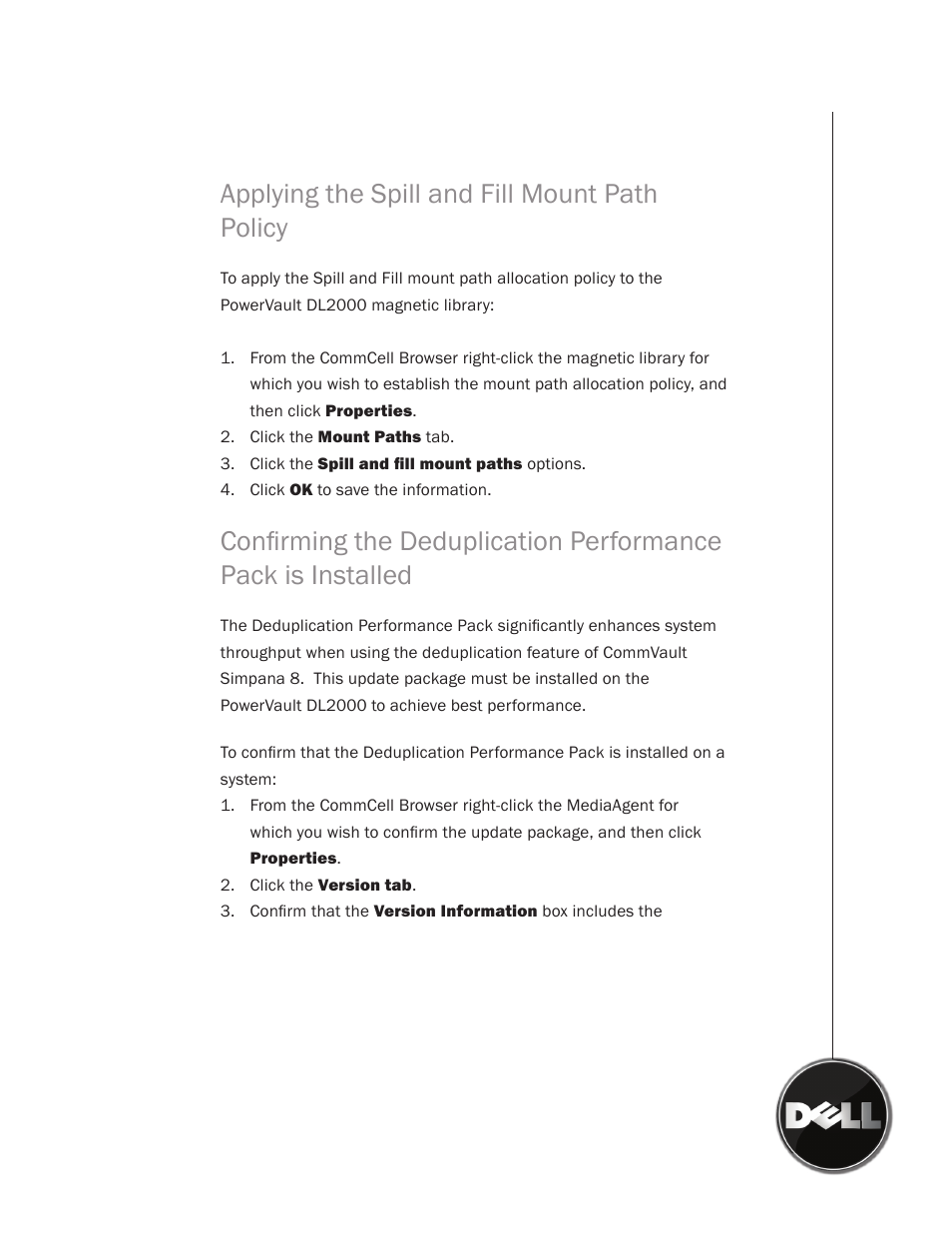 Applying the spill and fill mount path policy | Dell PowerVault DL2000 User Manual | Page 5 / 6