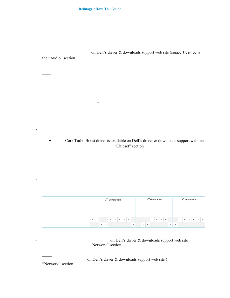 6 audio, 7 intel turbo boost driver – ( applies for, 8 integrated wired network controller (ethernet) | Dell Latitude E4310 (Mid 2010) User Manual | Page 15 / 38