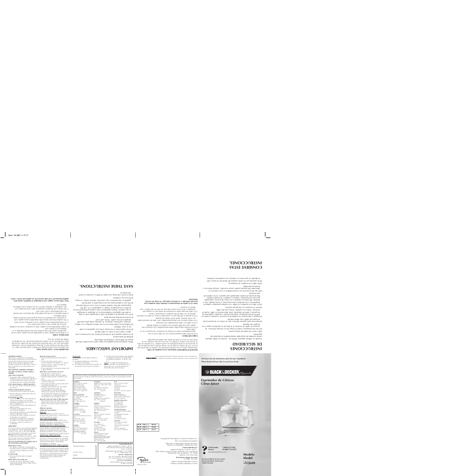Black & Decker CJ600 User Manual | 2 pages