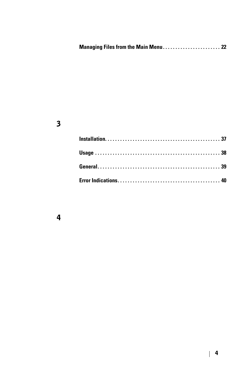 3frequently asked questions, 4appendix, Index | Dell Pocket DJ User Manual | Page 4 / 51