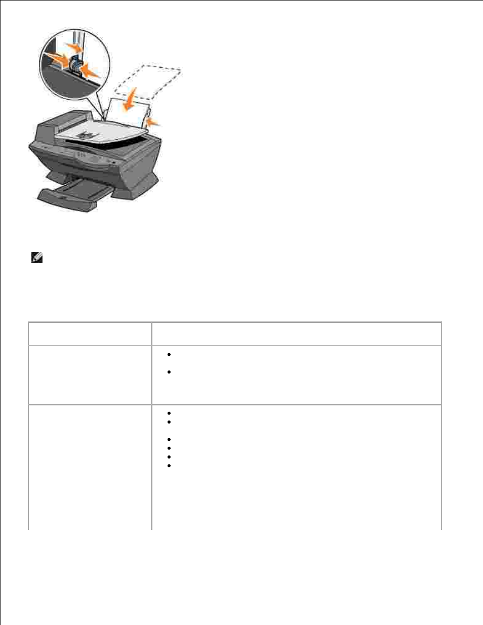 Print media guidelines for the paper support | Dell A960 All In One Personal Printer User Manual | Page 22 / 95