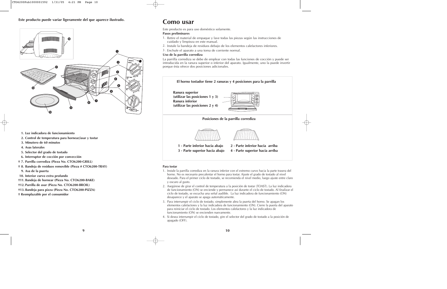 Como usar | Black & Decker CTO6200 Series User Manual | Page 6 / 13