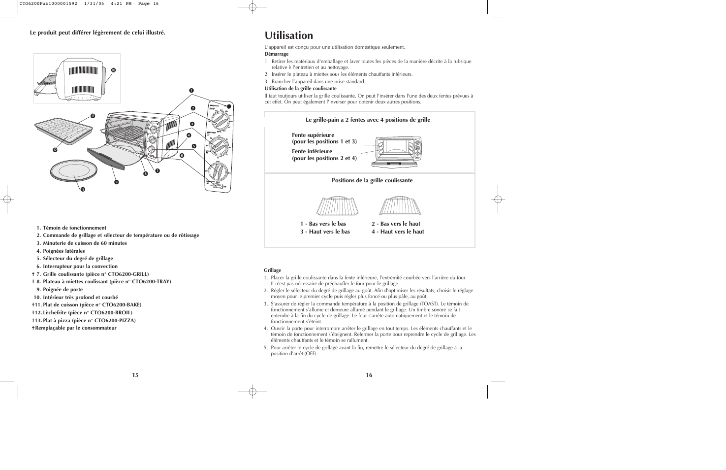 Utilisation | Black & Decker CTO6200 Series User Manual | Page 9 / 13