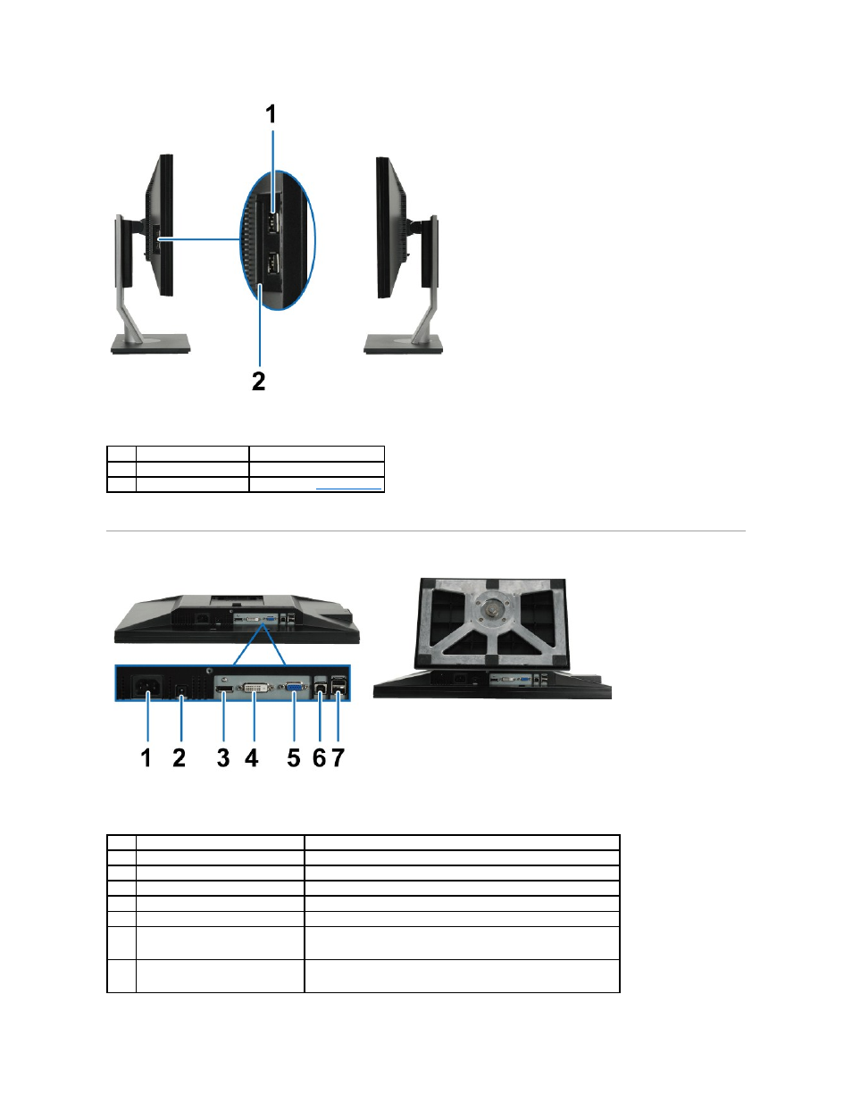 Bottom view | Dell P2210H Monitor User Manual | Page 6 / 38