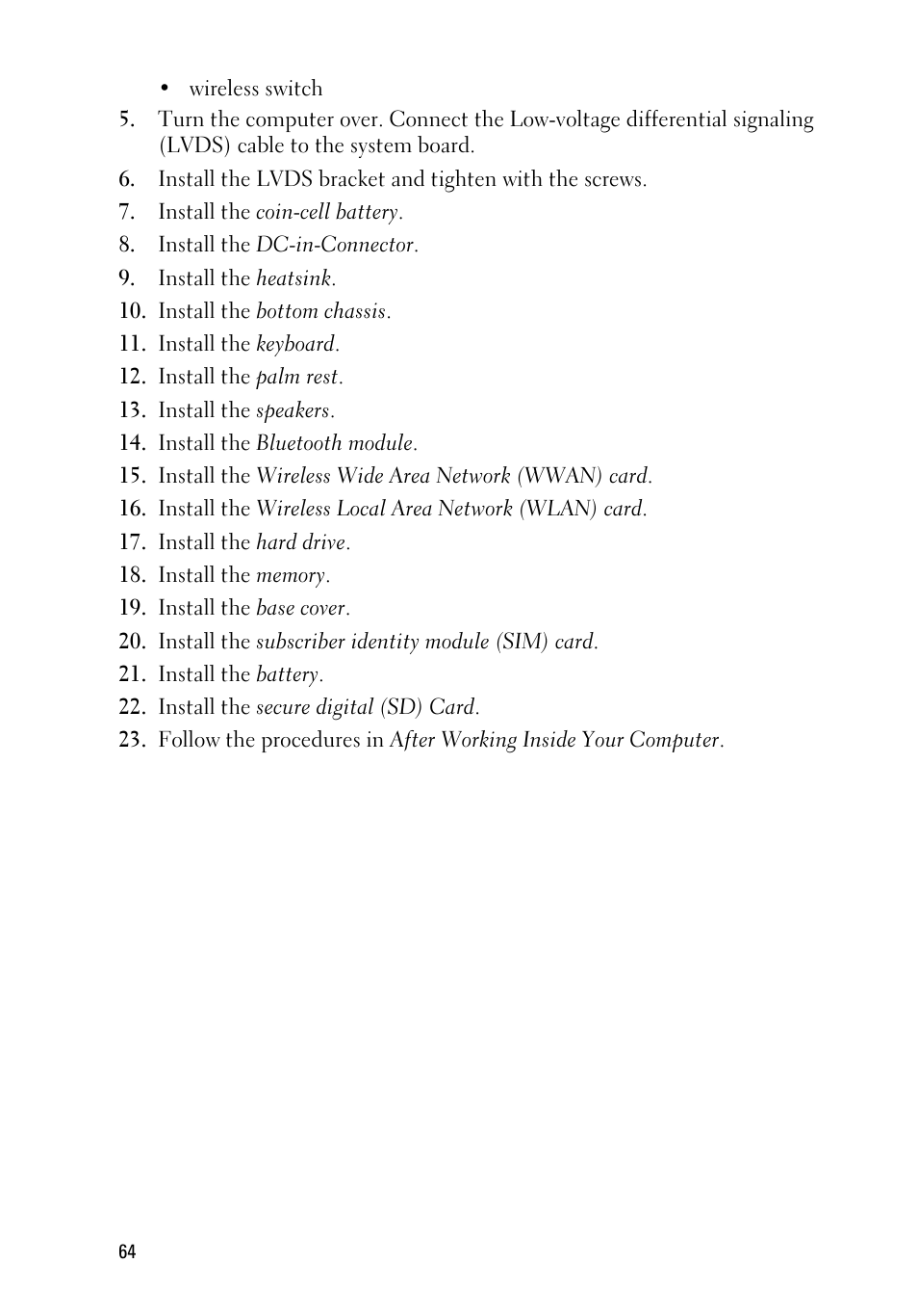 Dell Latitude E6220 (Mid 2011) User Manual | Page 64 / 114