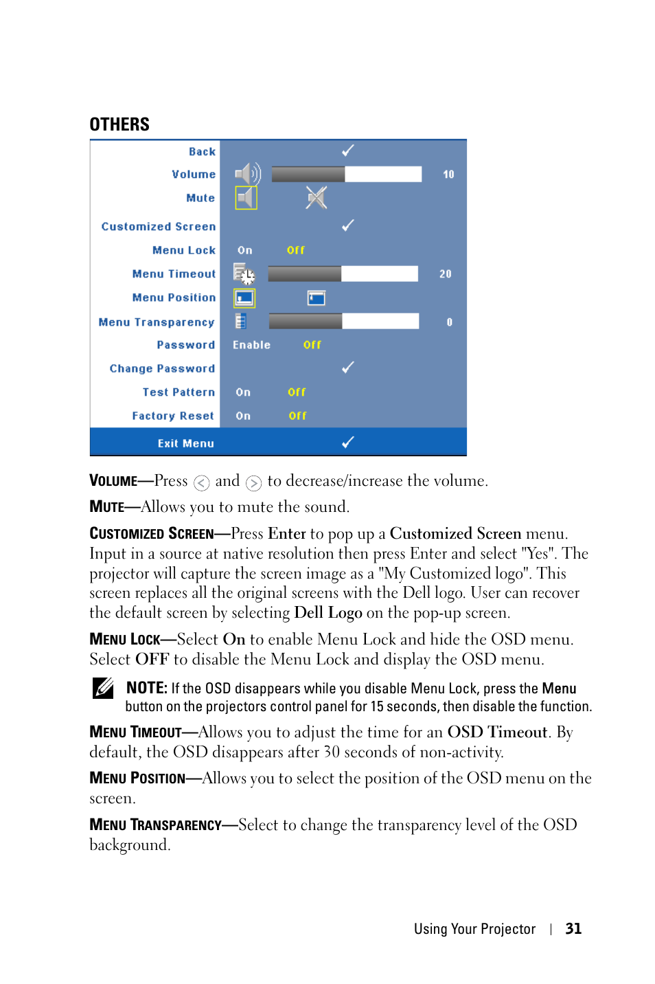 Others | Dell 1209S Projector User Manual | Page 31 / 49