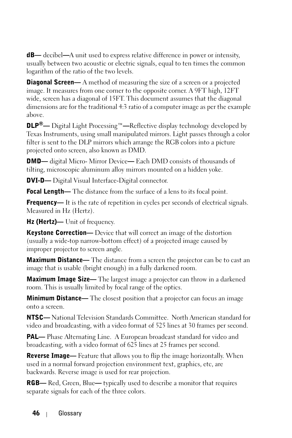 Dell 1209S Projector User Manual | Page 46 / 49