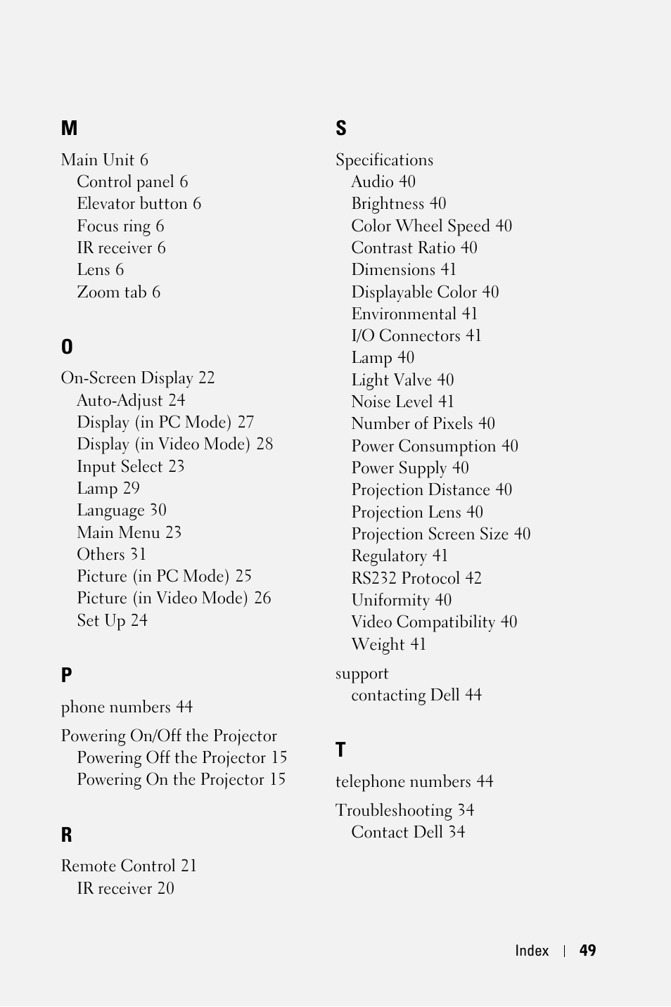 Dell 1209S Projector User Manual | Page 49 / 49