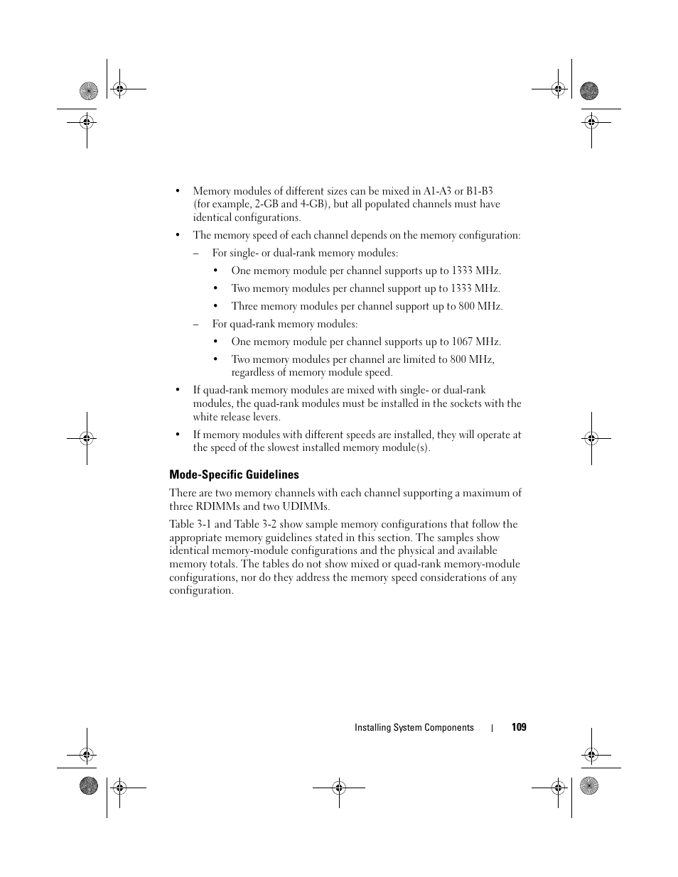 Mode-specific guidelines | Dell PowerEdge T310 User Manual | Page 109 / 194