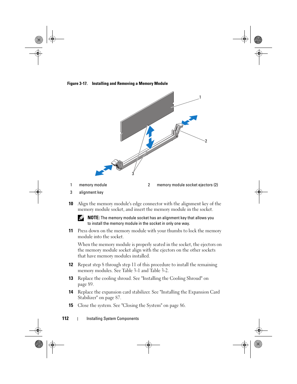 T. see figure 3-17, In figure 3-17, to allow the memory module | Dell PowerEdge T310 User Manual | Page 112 / 194