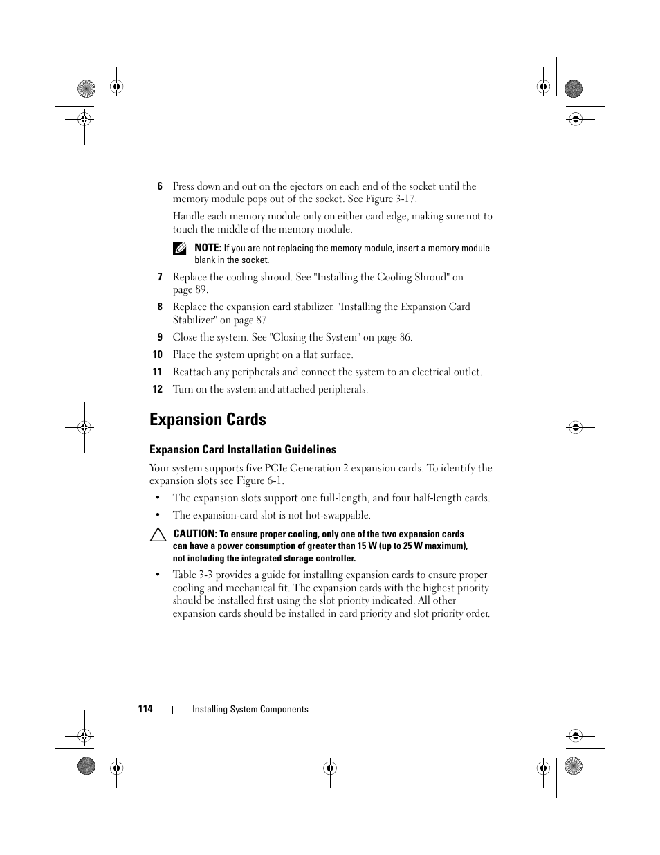 Expansion cards, Expansion card installation guidelines | Dell PowerEdge T310 User Manual | Page 114 / 194