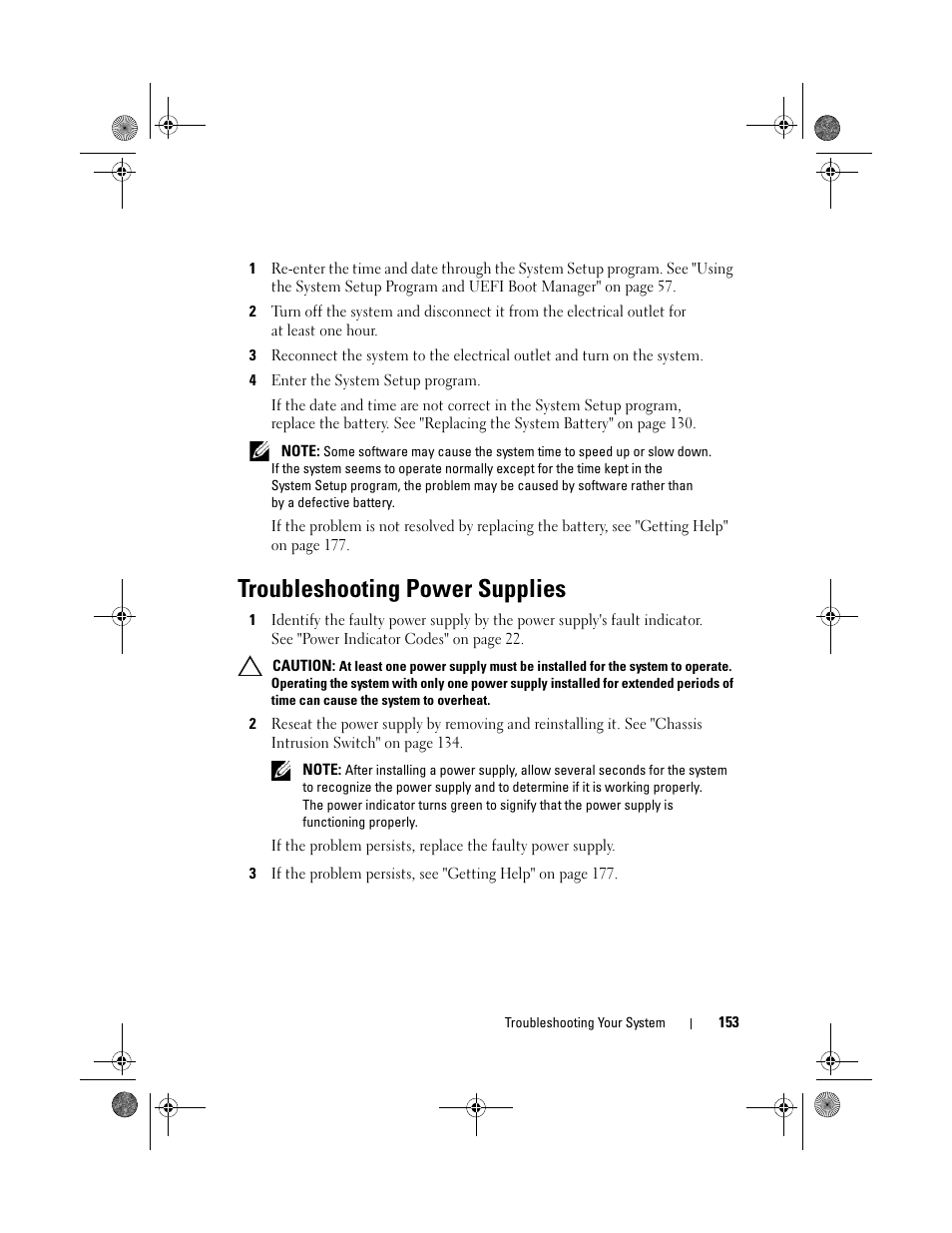 Troubleshooting power supplies | Dell PowerEdge T310 User Manual | Page 153 / 194