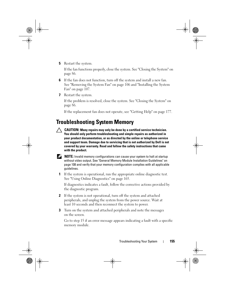 Troubleshooting system memory | Dell PowerEdge T310 User Manual | Page 155 / 194