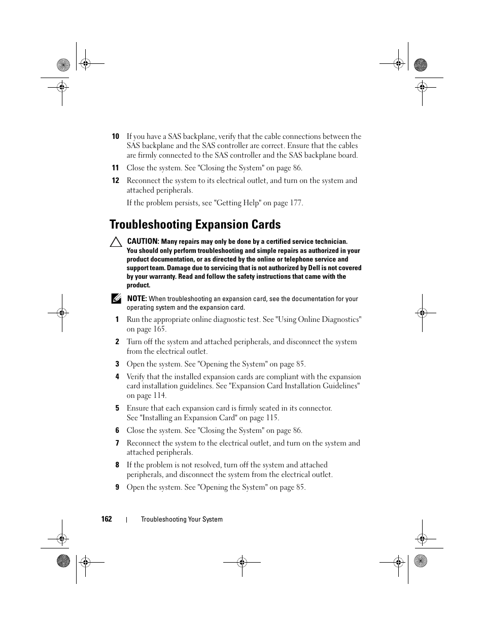 Troubleshooting expansion cards | Dell PowerEdge T310 User Manual | Page 162 / 194